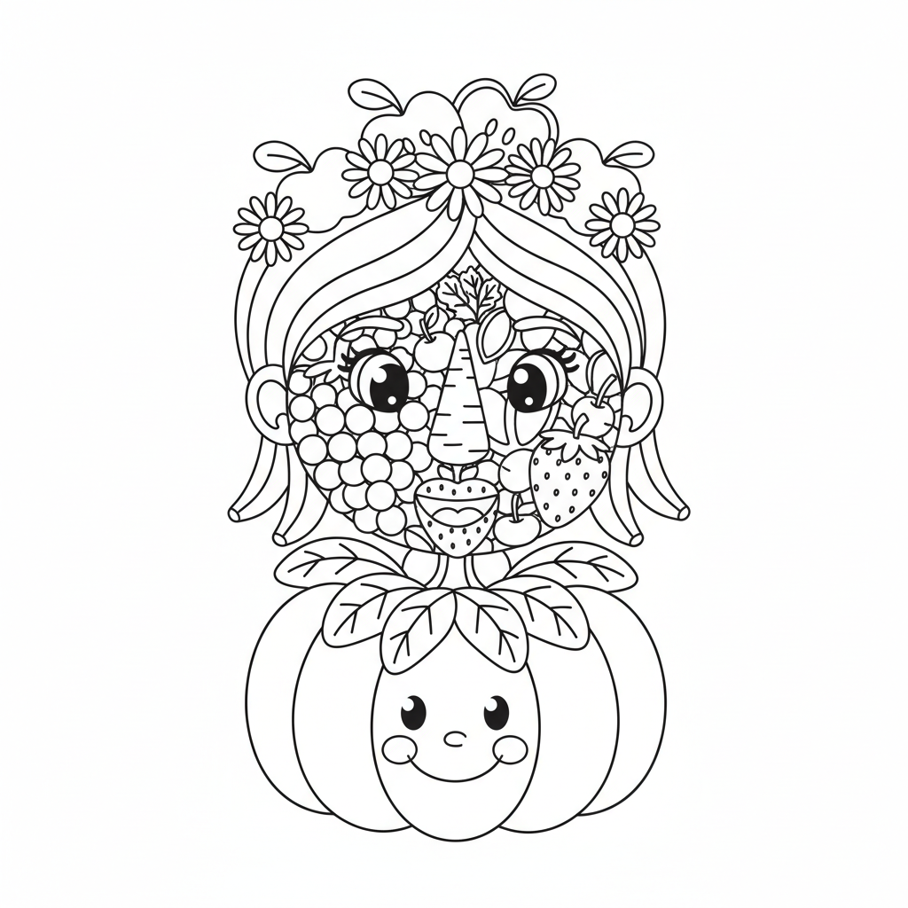 Coloriage Arcimboldo Gratuit à Imprimer pour Enfants