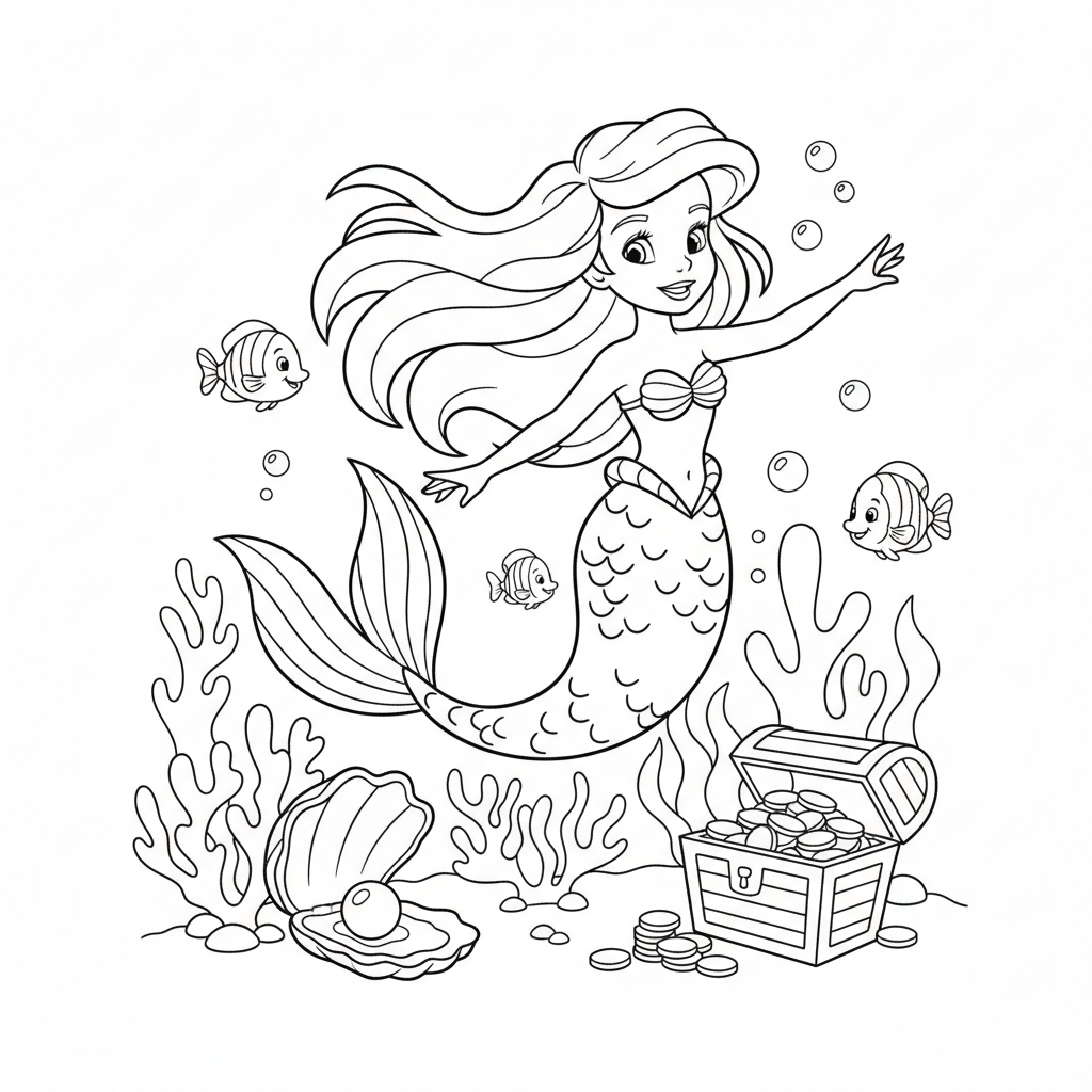Coloriage coloriage ariel 5