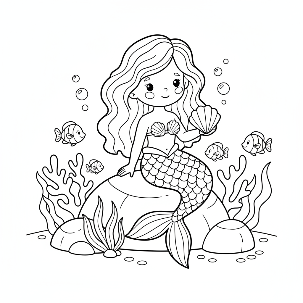 Coloriage Ariel à Imprimer Gratuit pour les Enfants