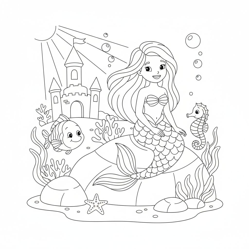Coloriage coloriage ariel à imprimer 3