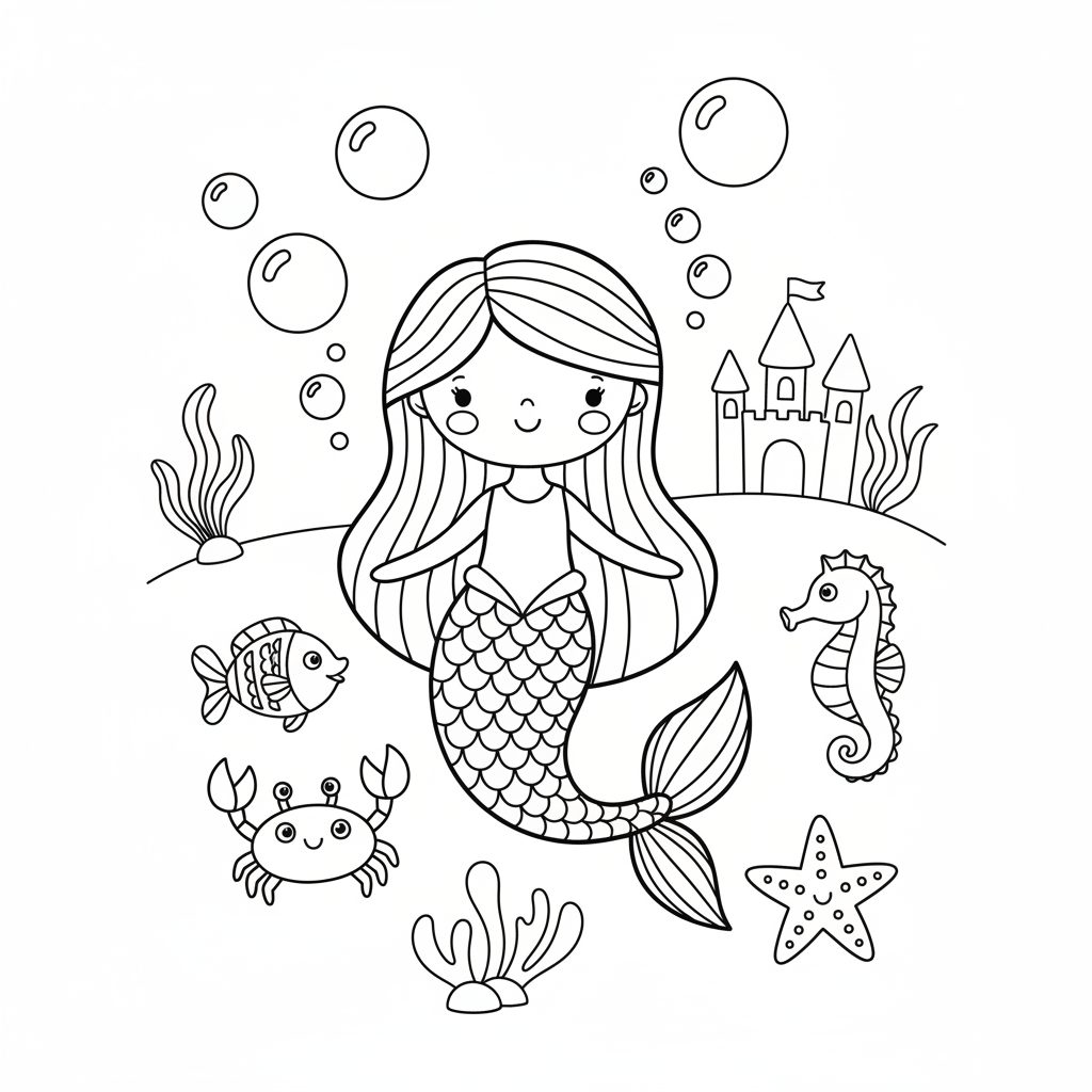 Coloriage Ariel La Petite Sirène Gratuit à Imprimer