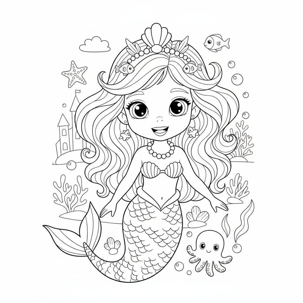 Coloriage coloriage ariel la petite sirène 4