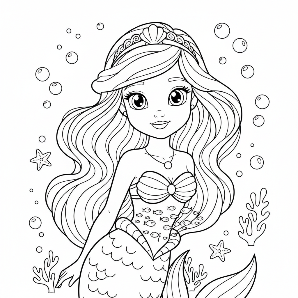 Coloriage coloriage ariel la sirene 4