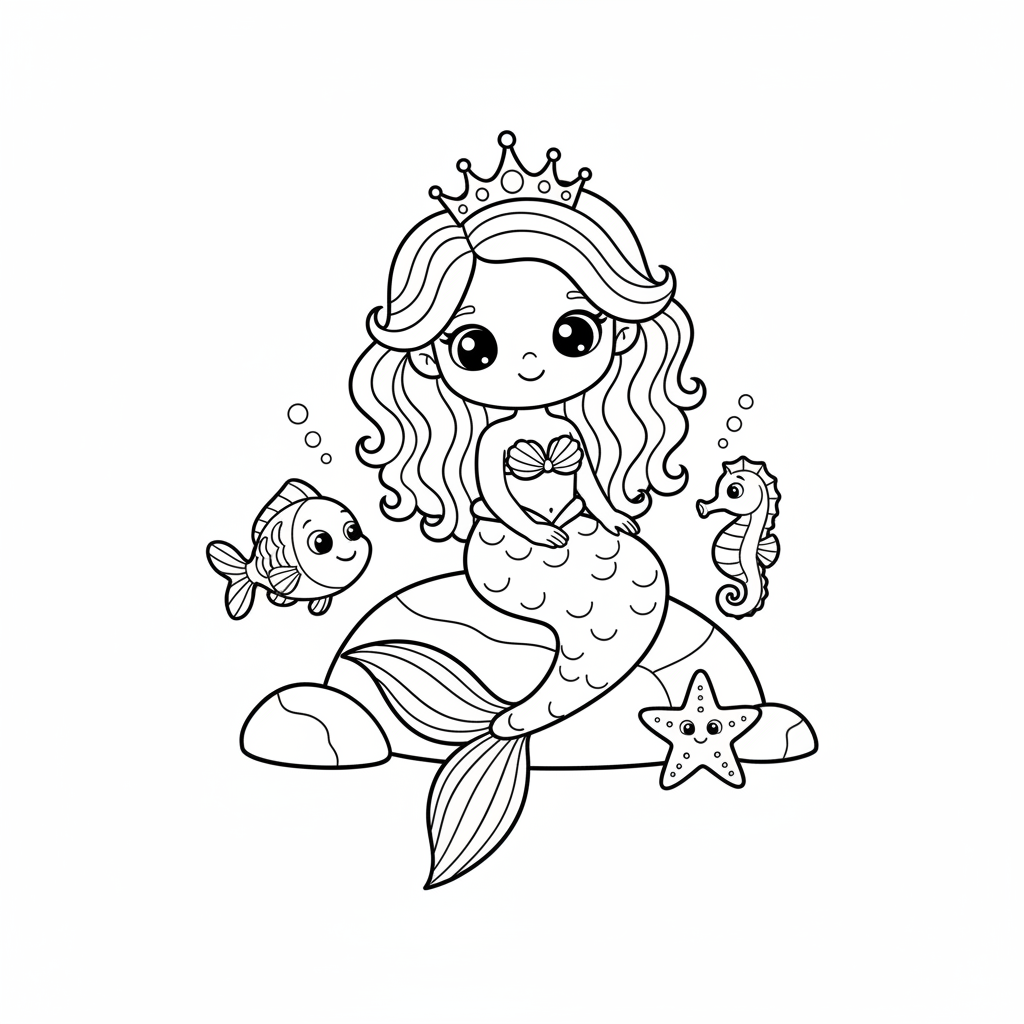 Coloriage Ariel Sirene Gratuit à Imprimer