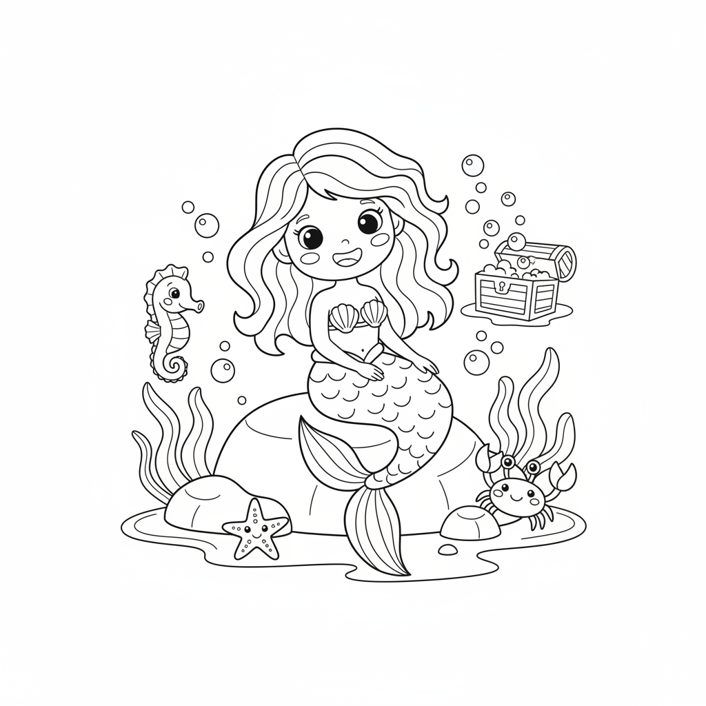 Coloriage Arielle Gratuit à Imprimer pour Enfants