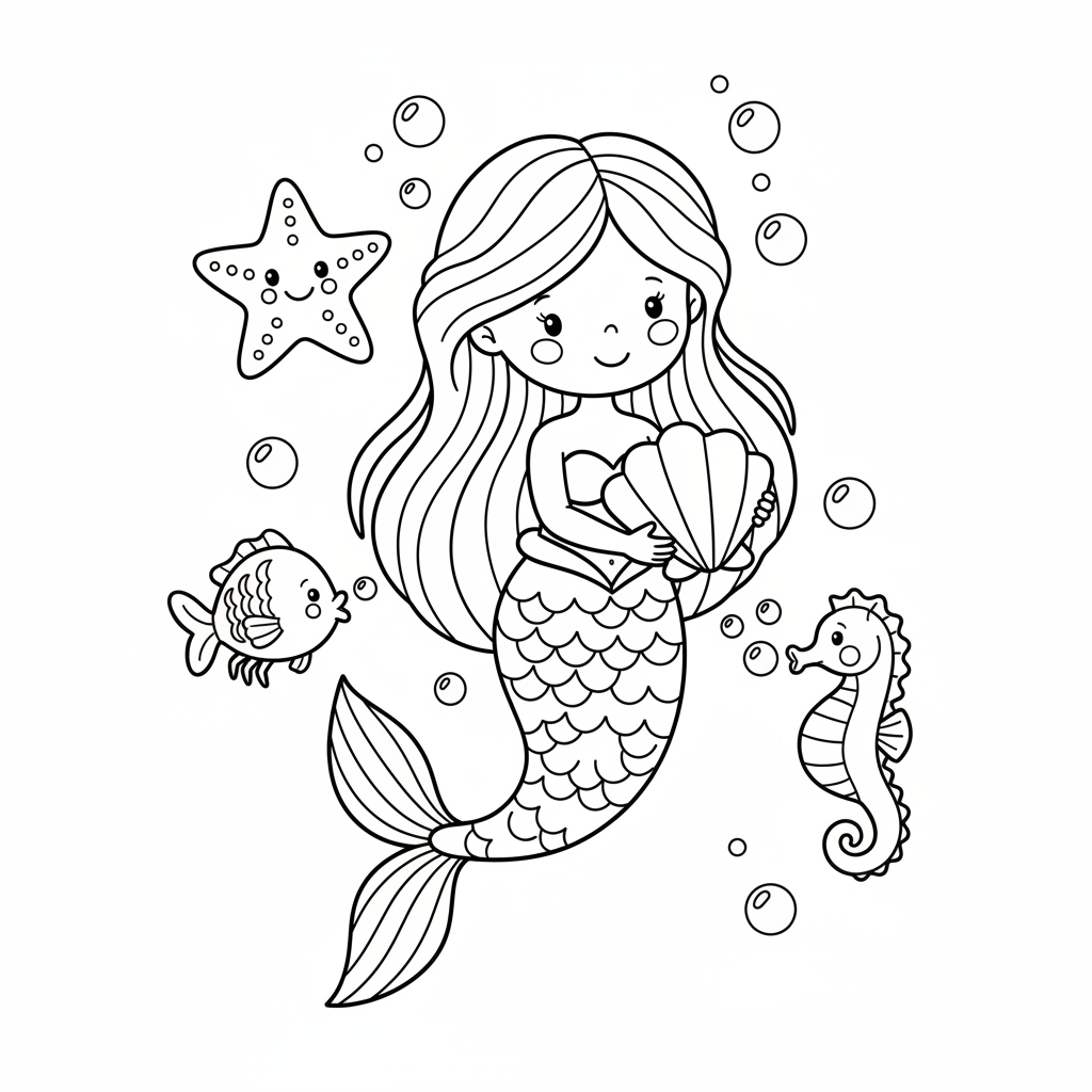 Coloriage Arielle Sirene Gratuit à Imprimer