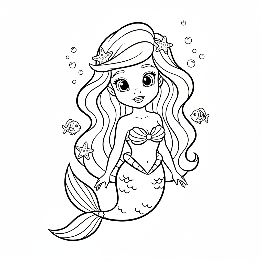 Coloriage coloriage arielle sirene 4