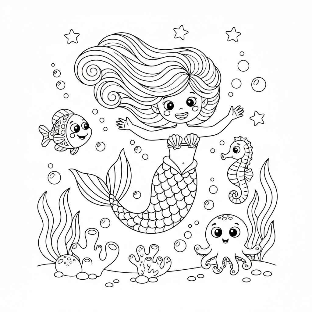 Coloriage coloriage arielle sirene 5