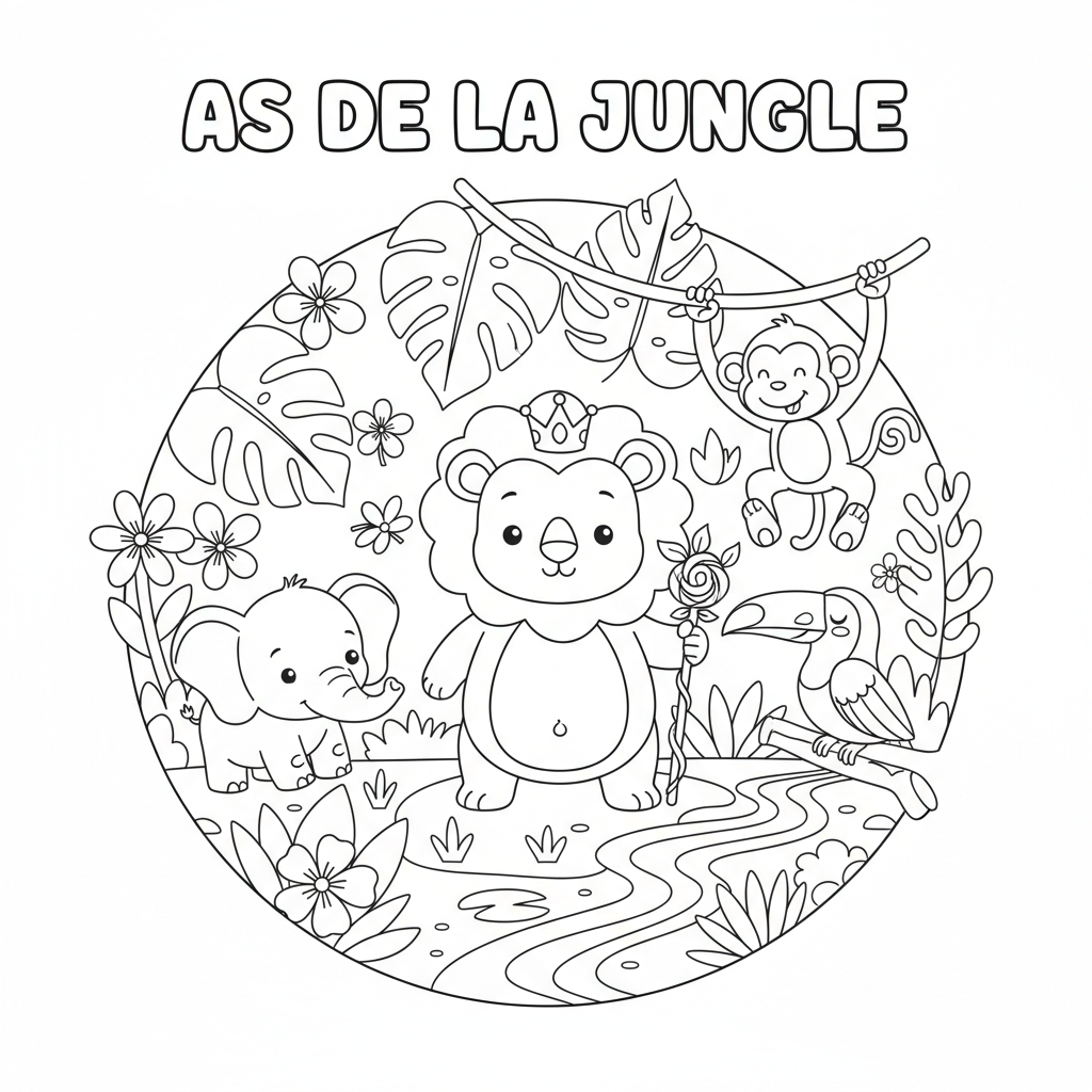 Coloriage As de la Jungle Gratuit à Imprimer