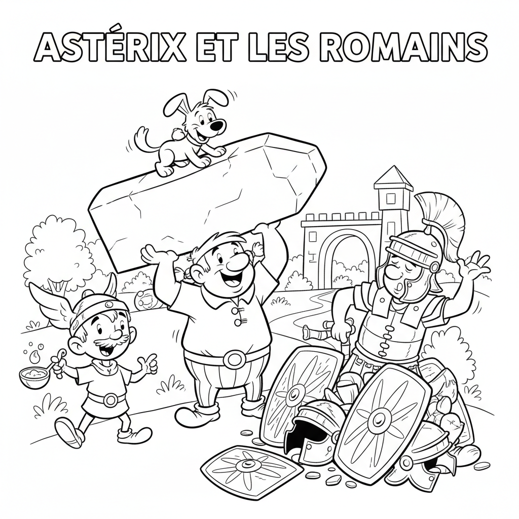 Coloriage coloriage astérix et obélix et les romains