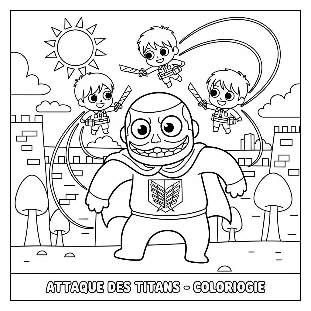 Coloriage Attaque des Titans Gratuit à Imprimer