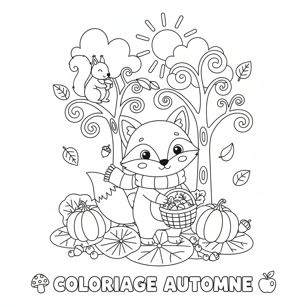 Coloriage Automne à Imprimer Gratuit pour les Enfants