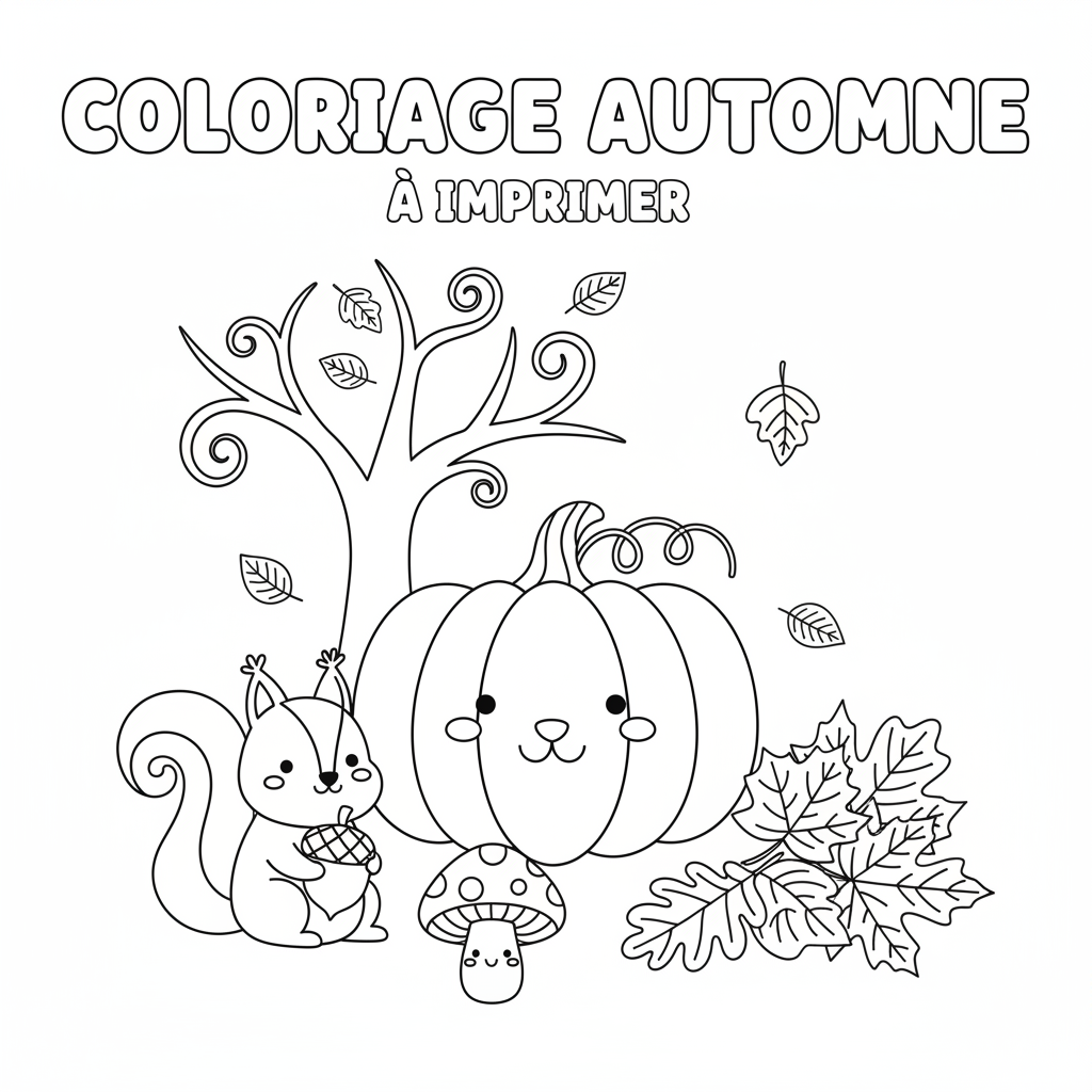 Coloriage Automne à Imprimer Gratuit pour les Enfants
