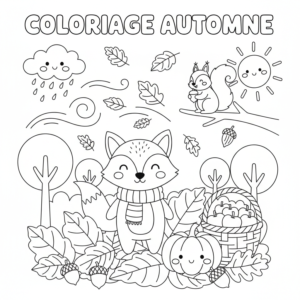 Coloriage Automne Imprimer Gratuit pour les Enfants
