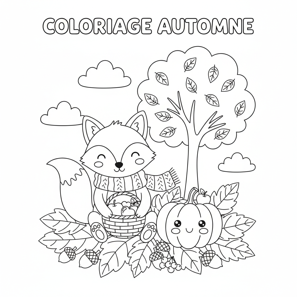 Coloriage Coloriage Automne Simple Gratuit à Imprimer