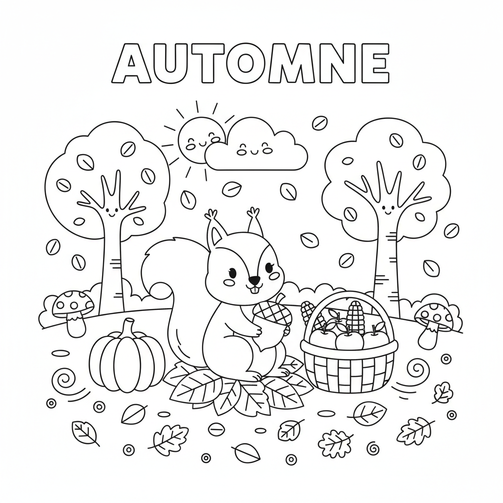 Coloriage coloriage automne simple 3