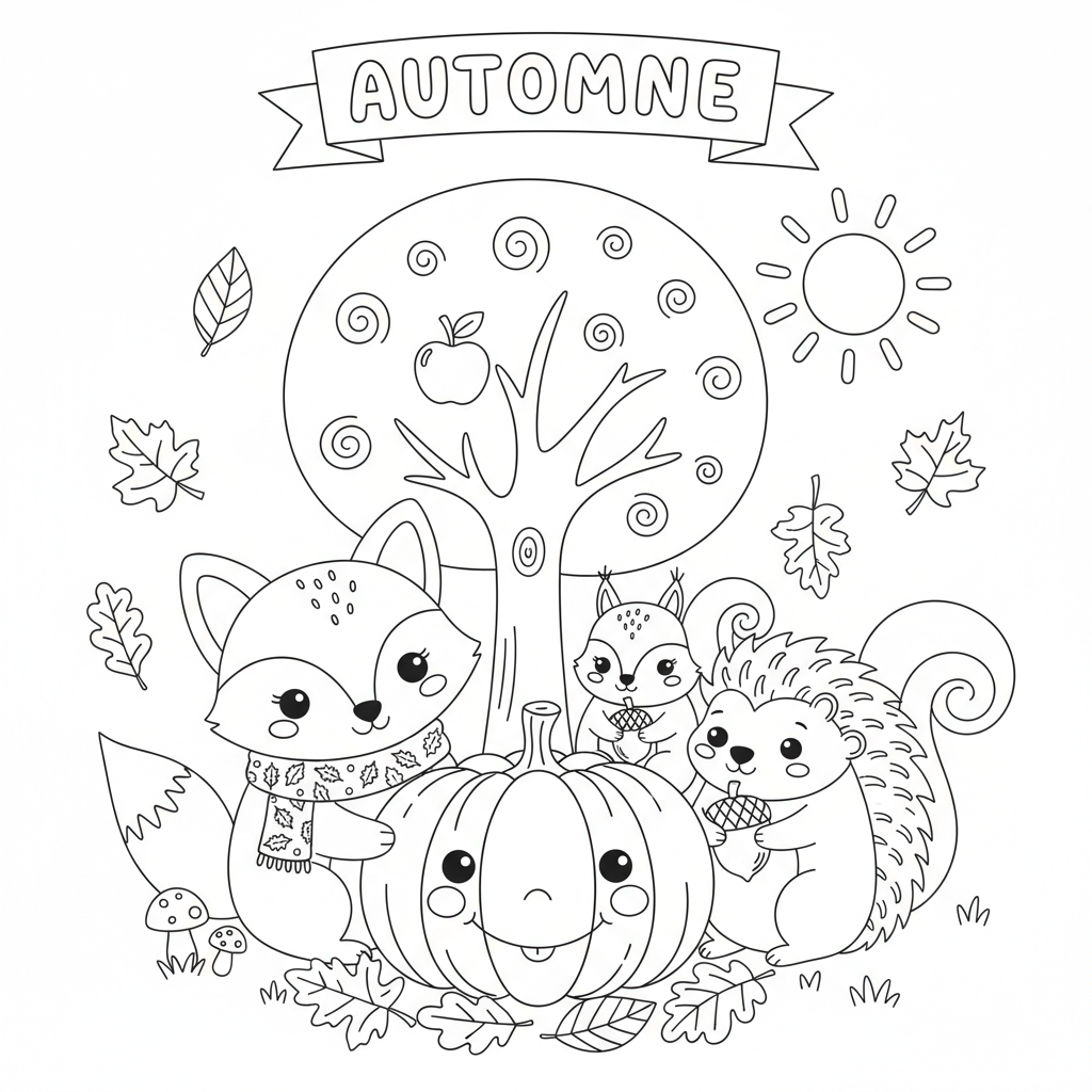 Coloriage coloriage automne simple 4