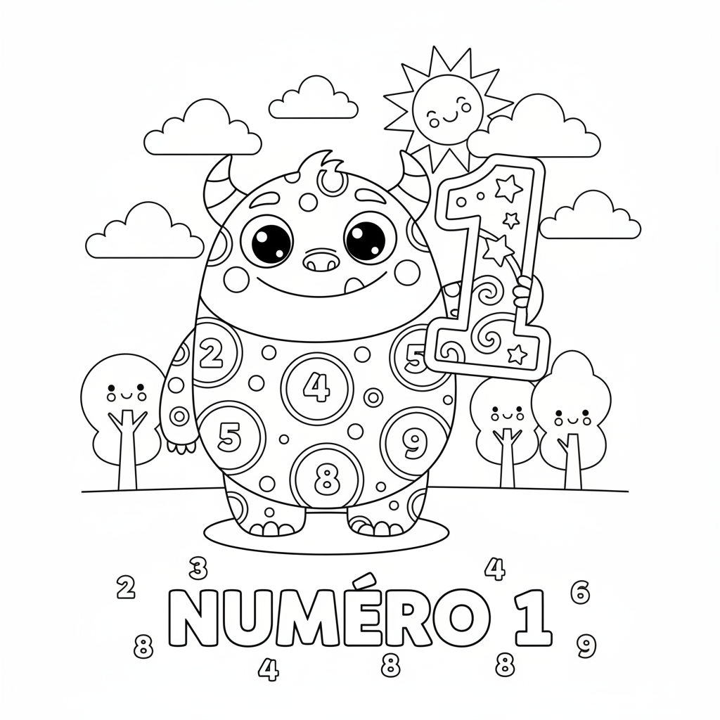 Coloriage coloriage avec chiffre 1