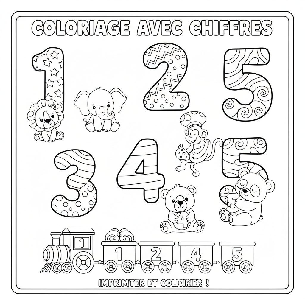 Coloriage coloriage avec chiffre à imprimer 1
