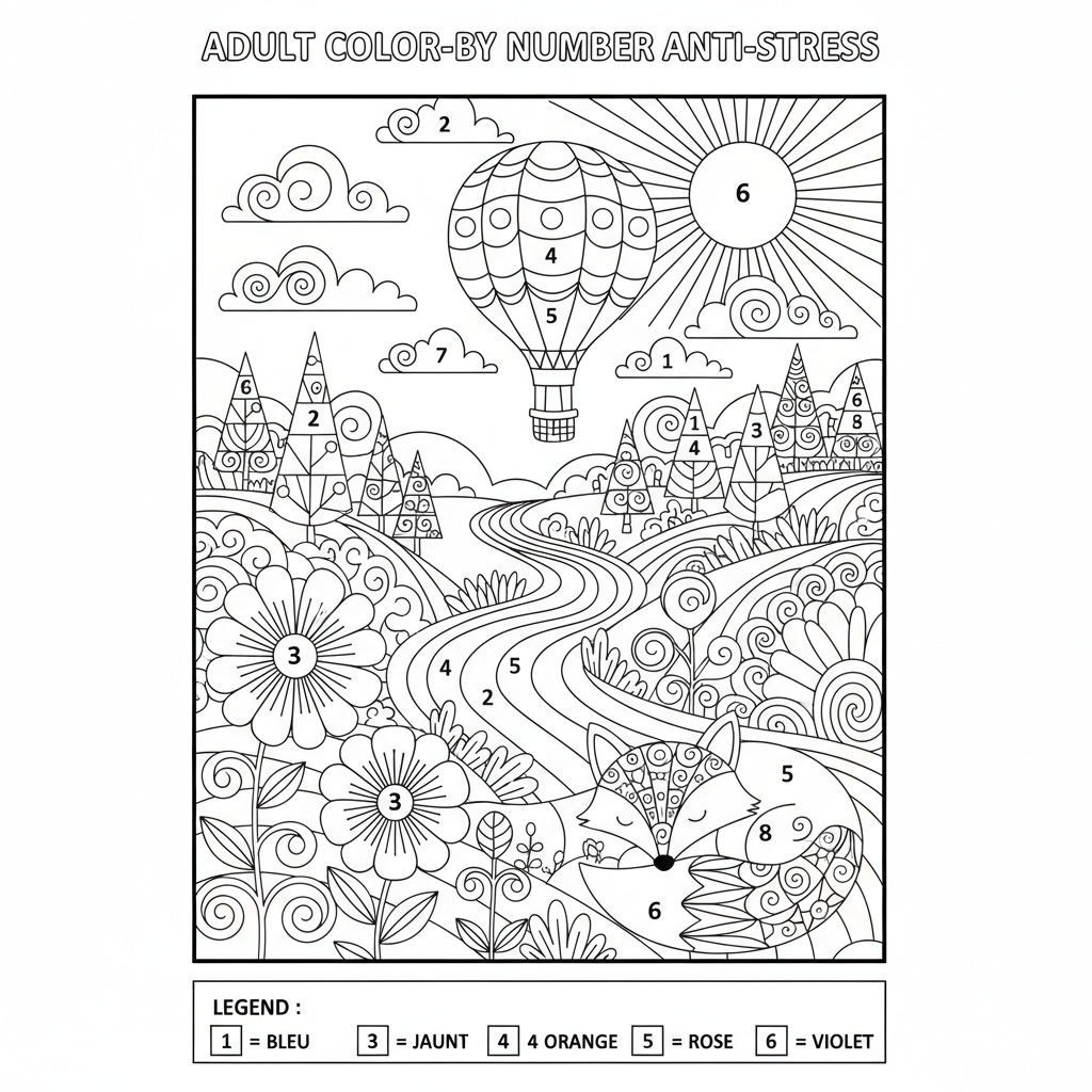 Coloriage coloriage avec code couleur adulte 3