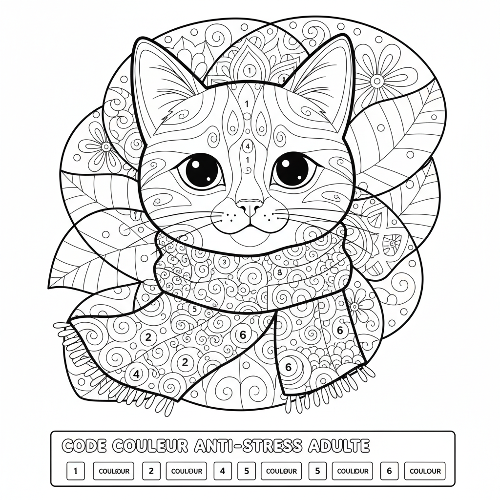 Coloriage coloriage avec code couleur adulte 4