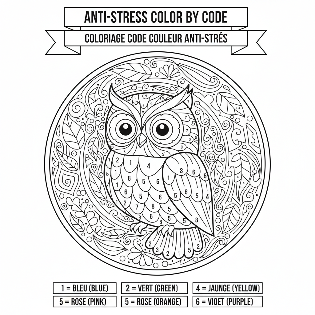 Coloriage coloriage avec code couleur adulte 5