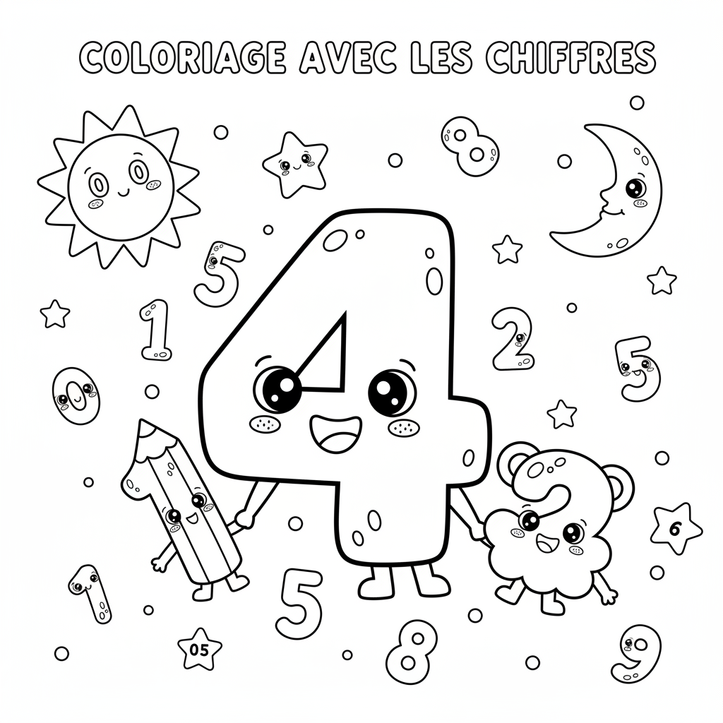 Coloriage coloriage avec les chiffres 4