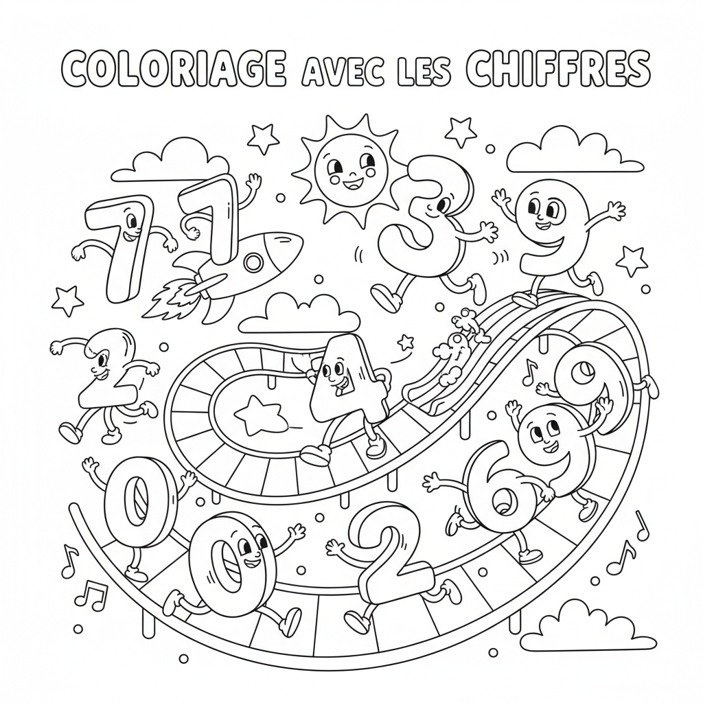 Coloriage coloriage avec les chiffres 5