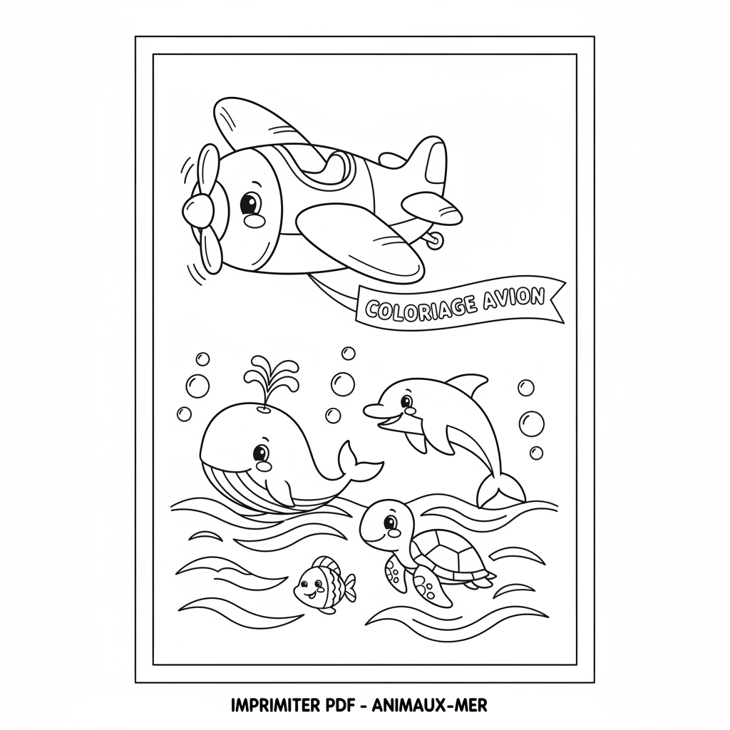 Coloriage coloriage avion à imprimer pdf 1