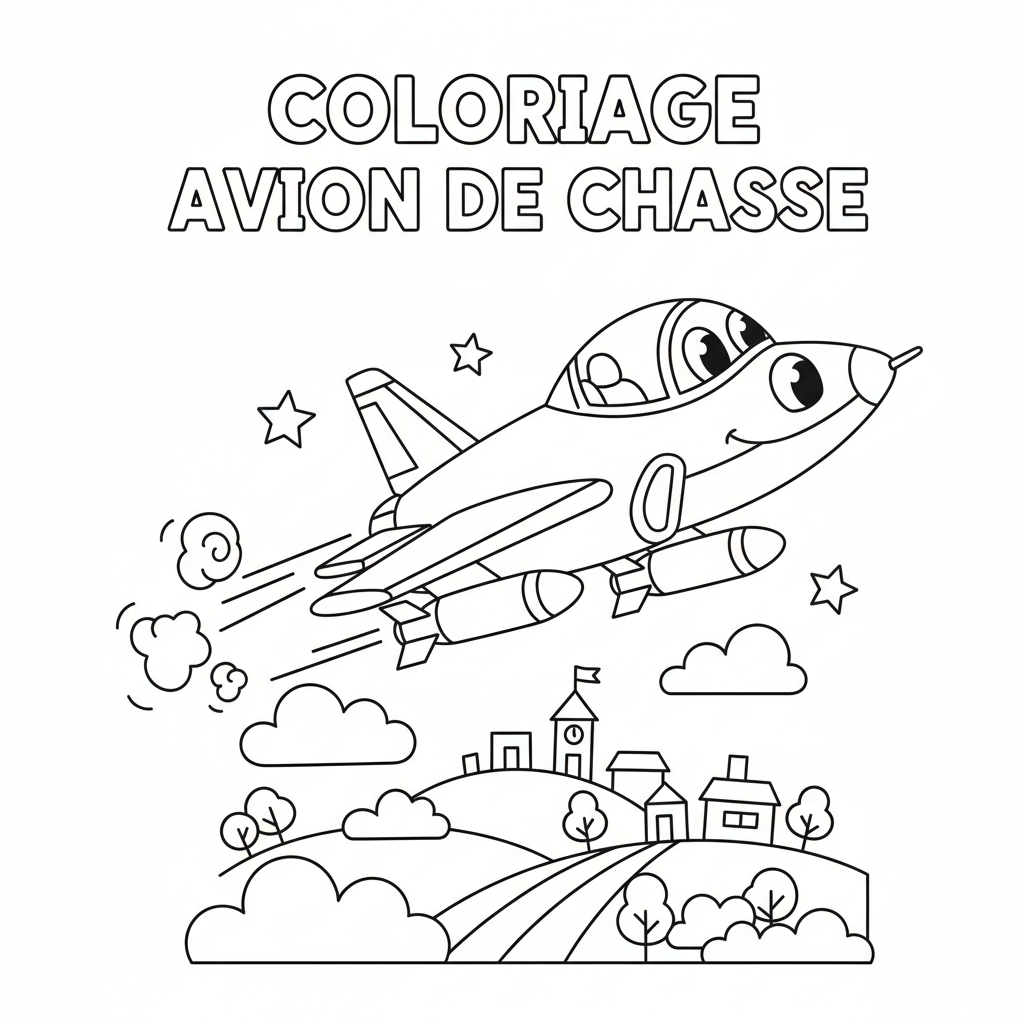 Coloriage coloriage avion de chasse 5