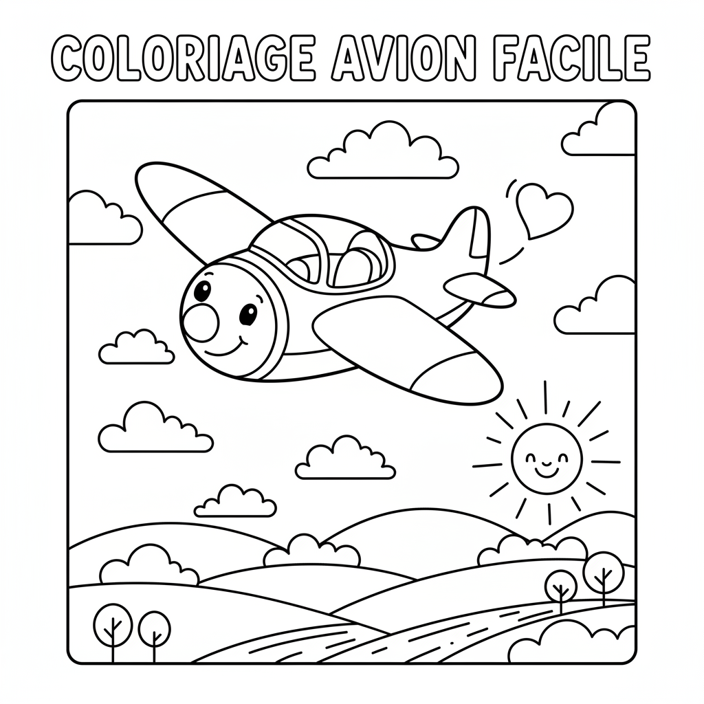 Coloriage coloriage avion facile 3