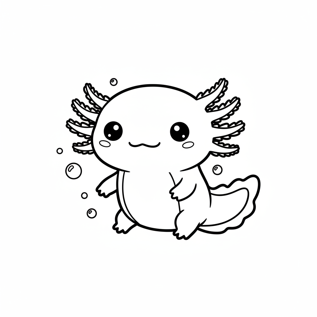 Coloriage coloriage axolotl kawaii