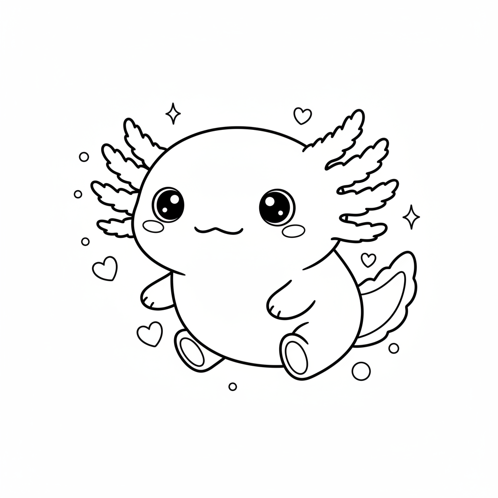 Coloriage coloriage axolotl kawaii 4