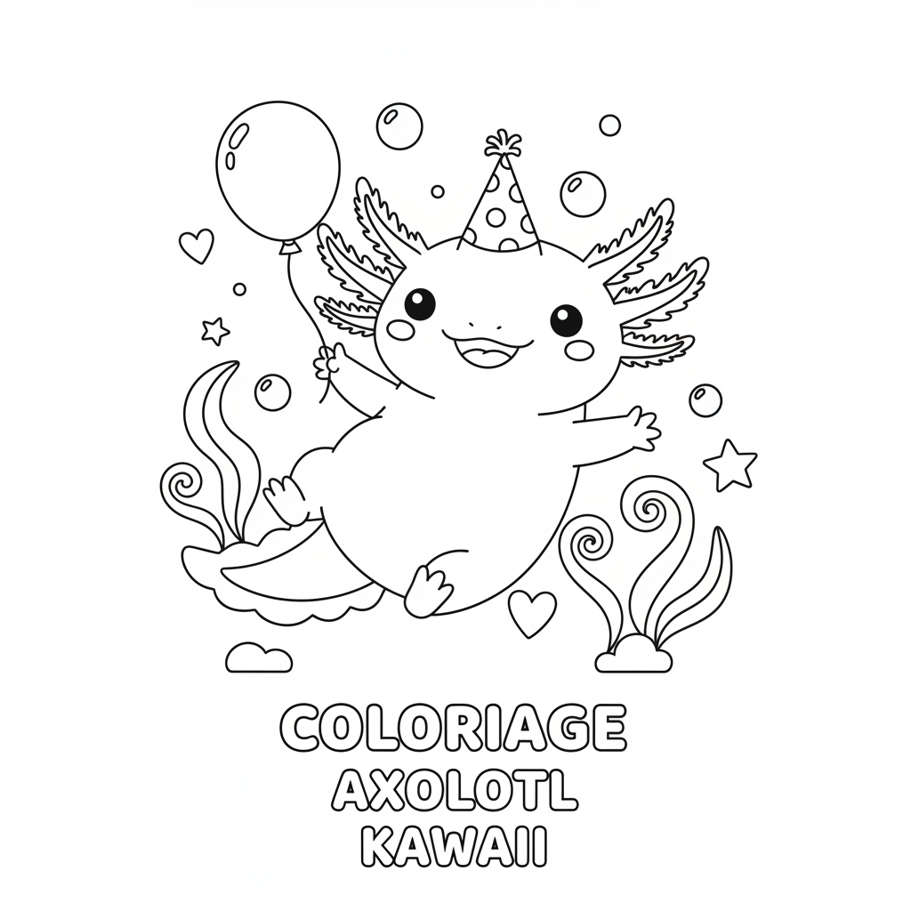 Coloriage coloriage axolotl kawaii 5