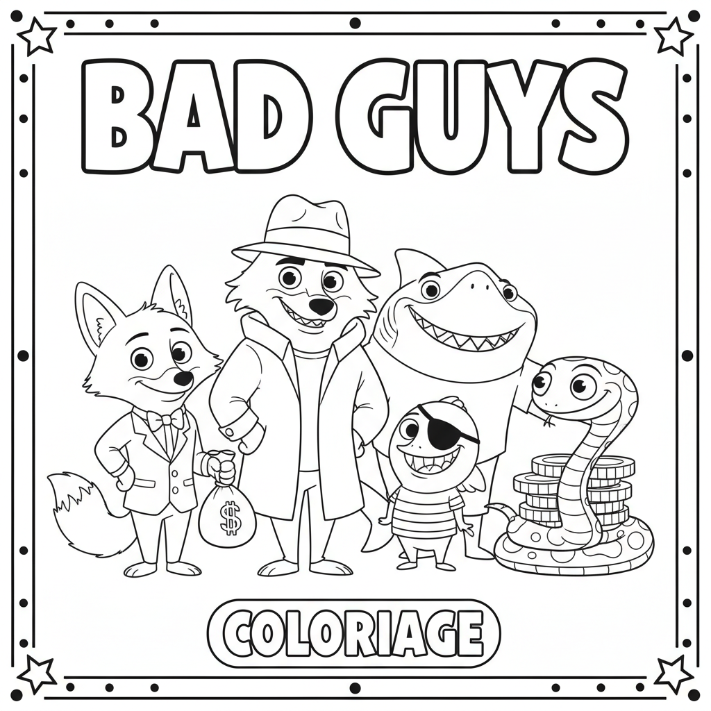 Coloriage Bad Guys Gratuit à Imprimer pour Enfants