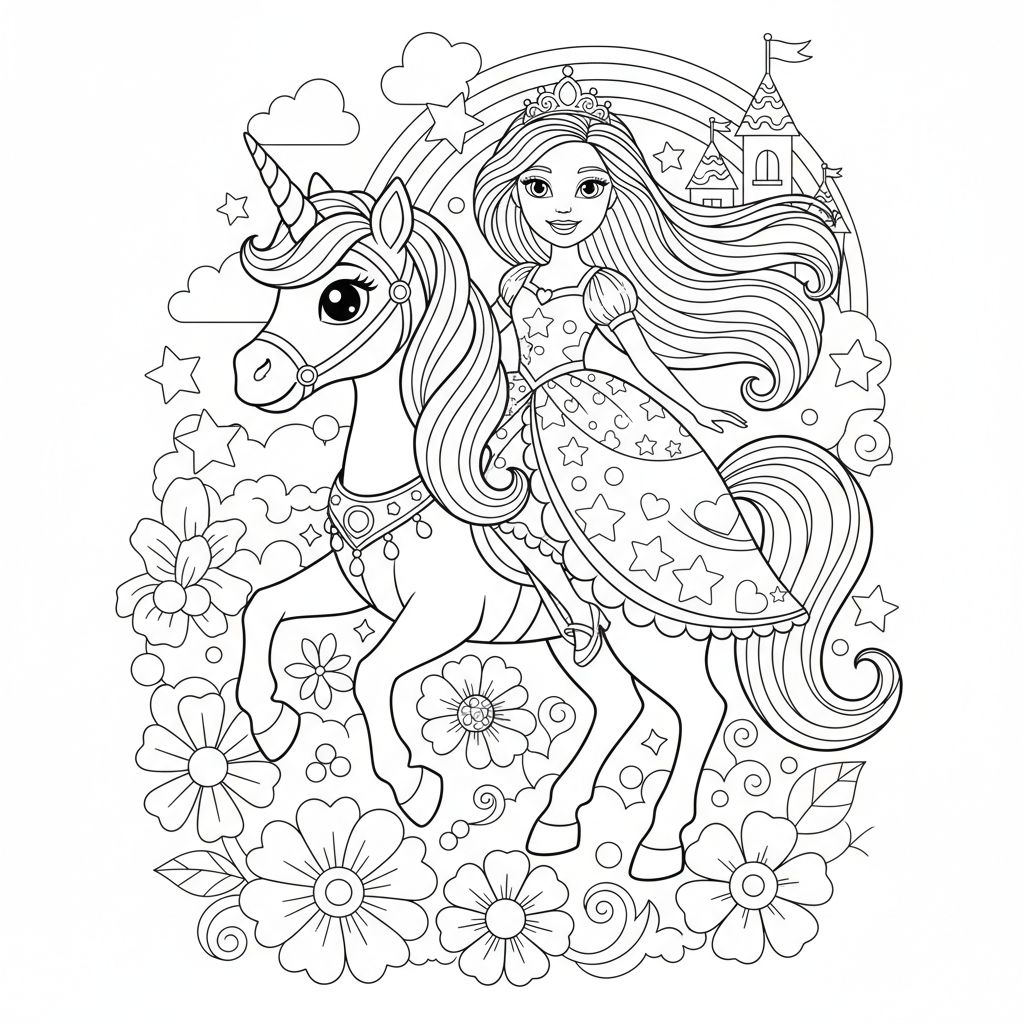 Coloriage coloriage barbie licorne 2