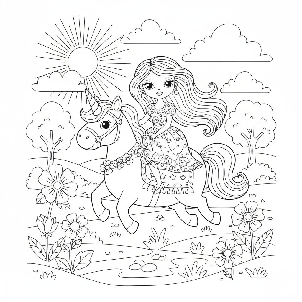 Coloriage coloriage barbie licorne 3