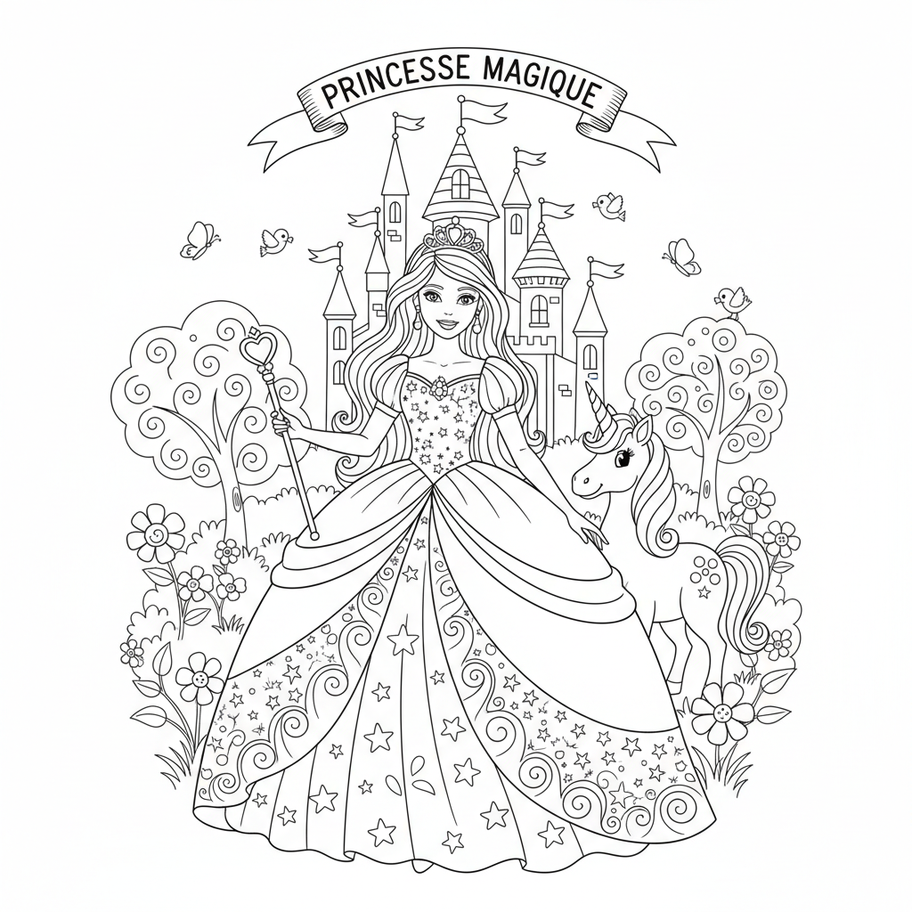 Coloriage coloriage barbie princesse à imprimer 2