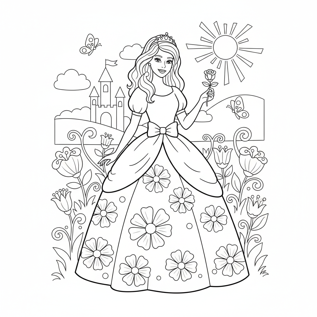 Coloriage coloriage barbie princesse à imprimer 3