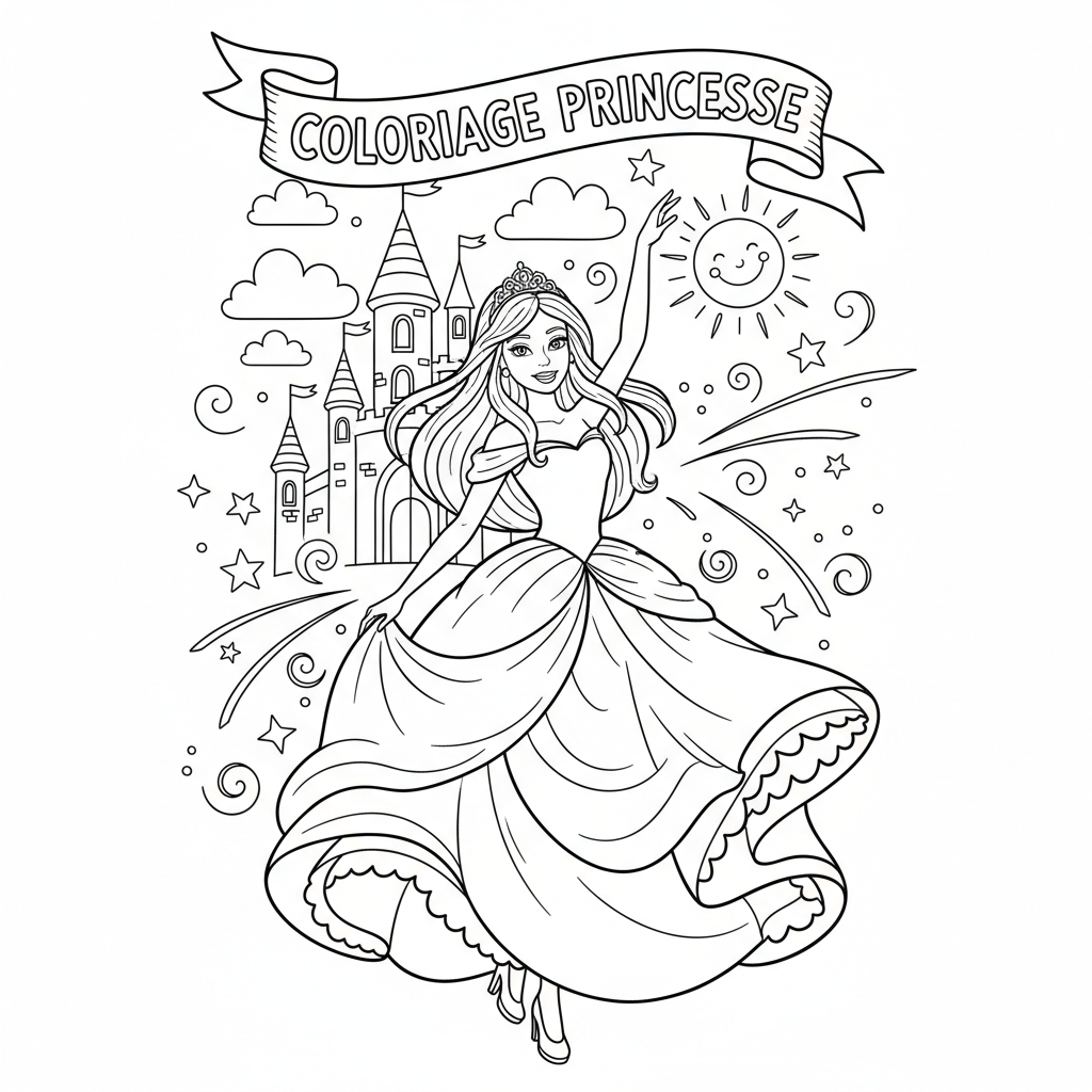 Coloriage coloriage barbie princesse à imprimer 5