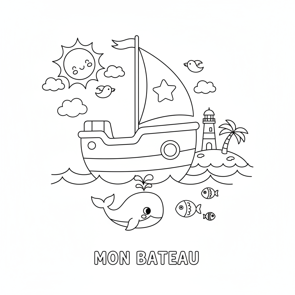 Coloriage coloriage bateau maternelle 3