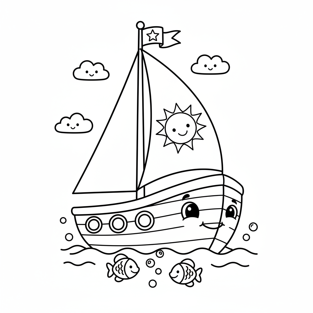 Coloriage coloriage bateau maternelle 4