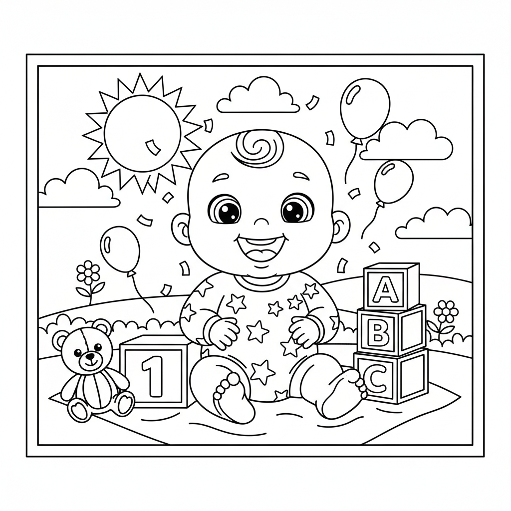 Coloriage coloriage bebe 1 an 1
