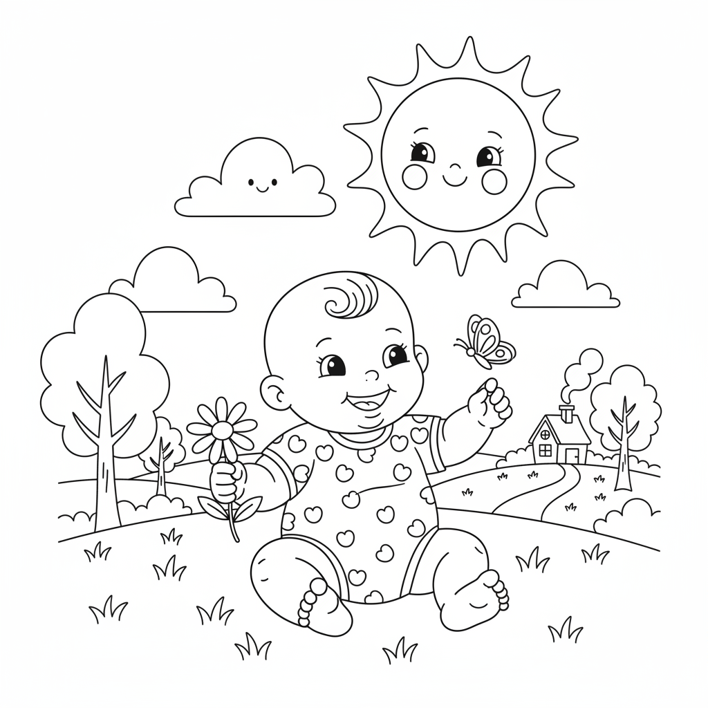 Coloriage coloriage bebe 1 an 3