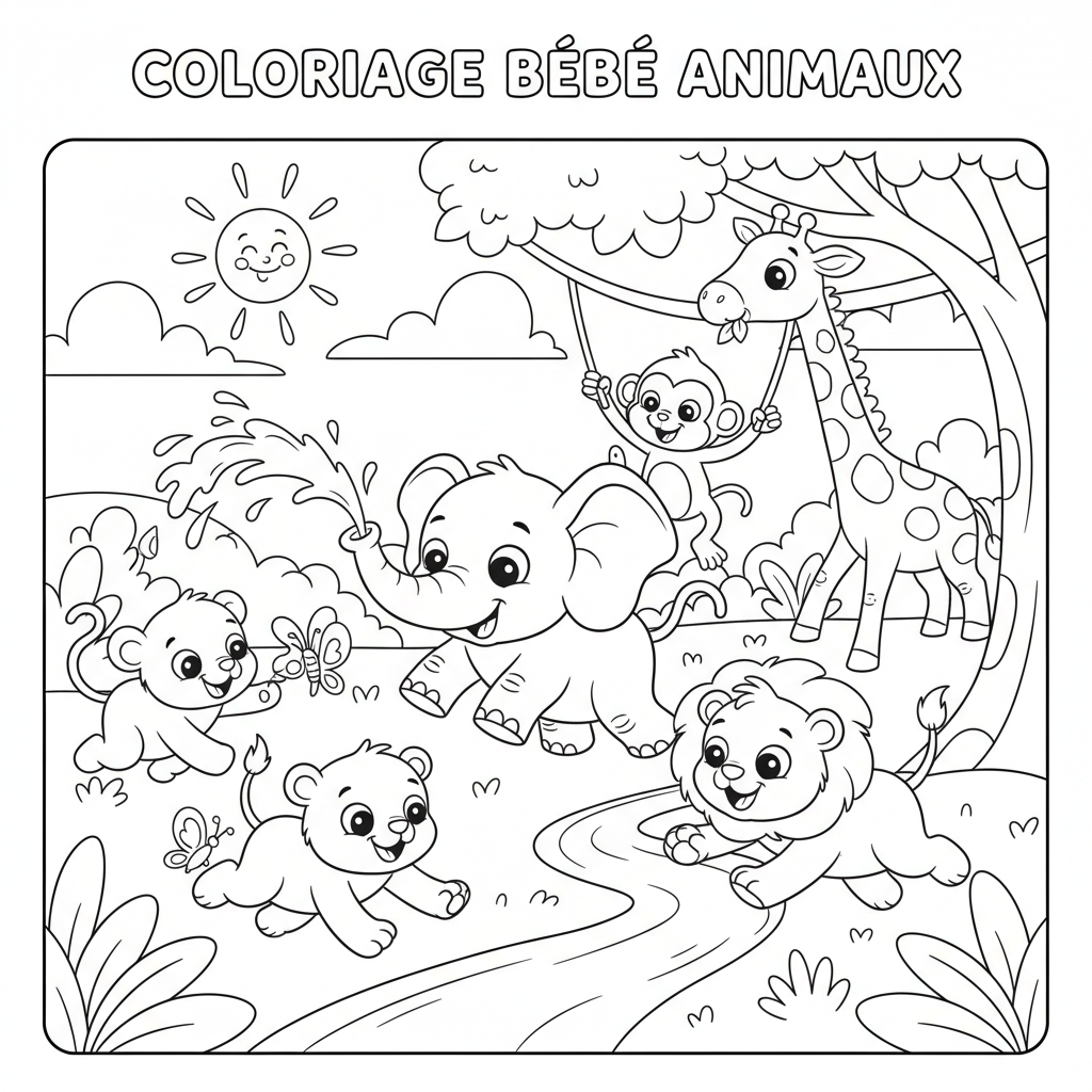 Coloriage coloriage bébé animaux 5