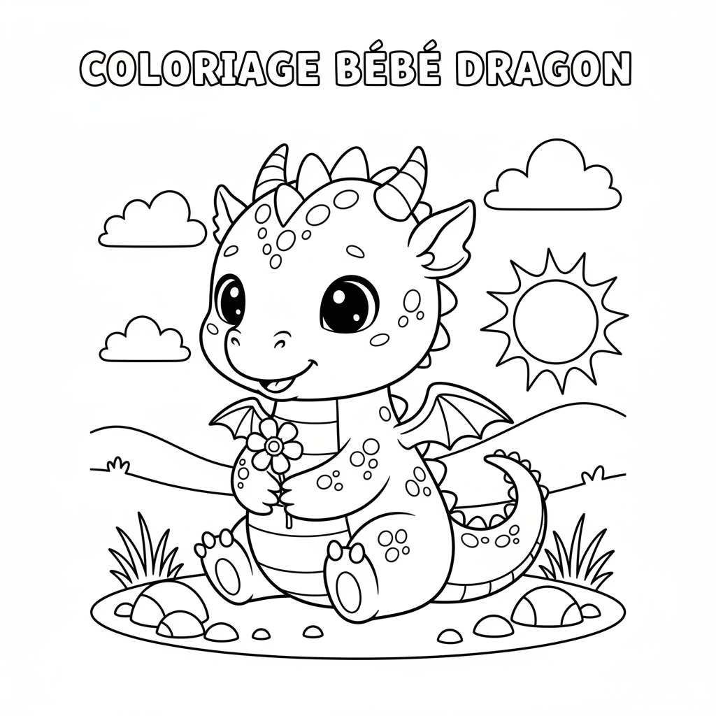 Coloriage coloriage bébé dragon 2