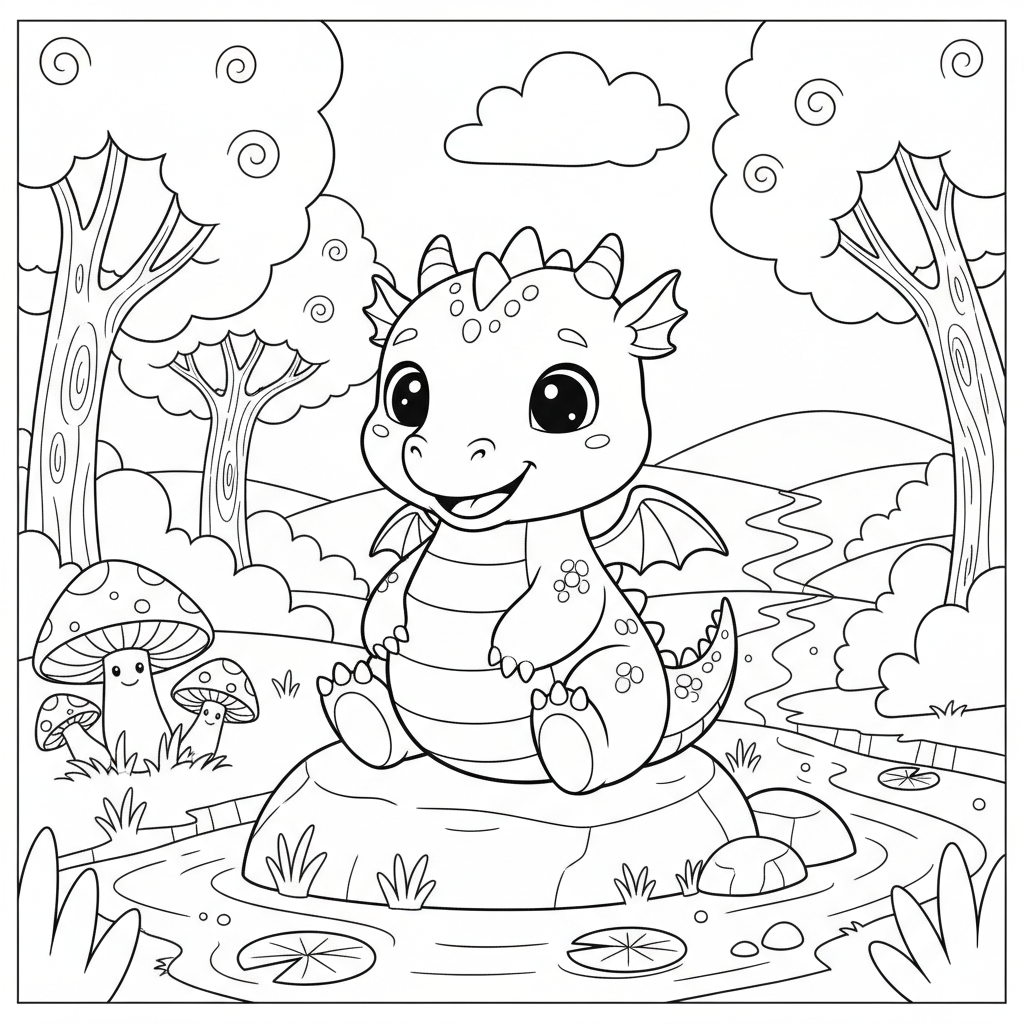 Coloriage coloriage bébé dragon 3