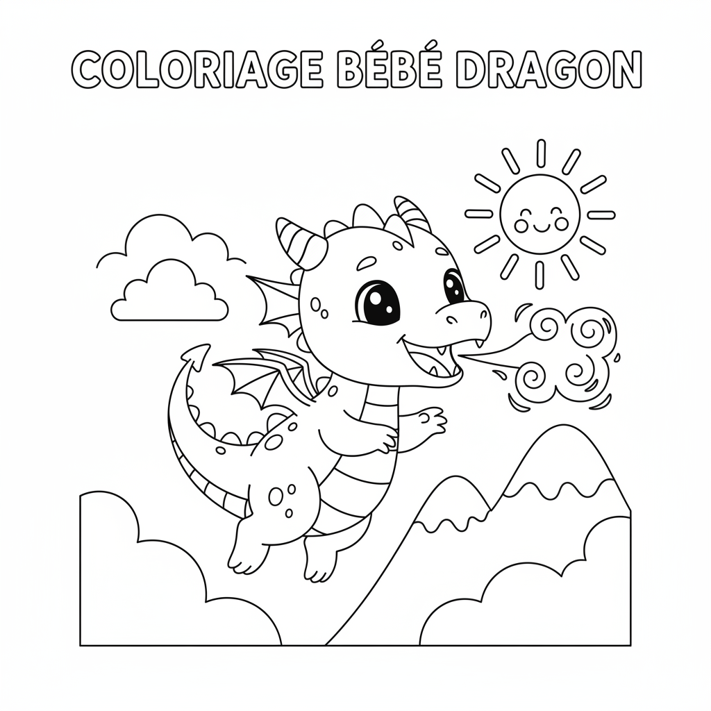 Coloriage coloriage bébé dragon 5