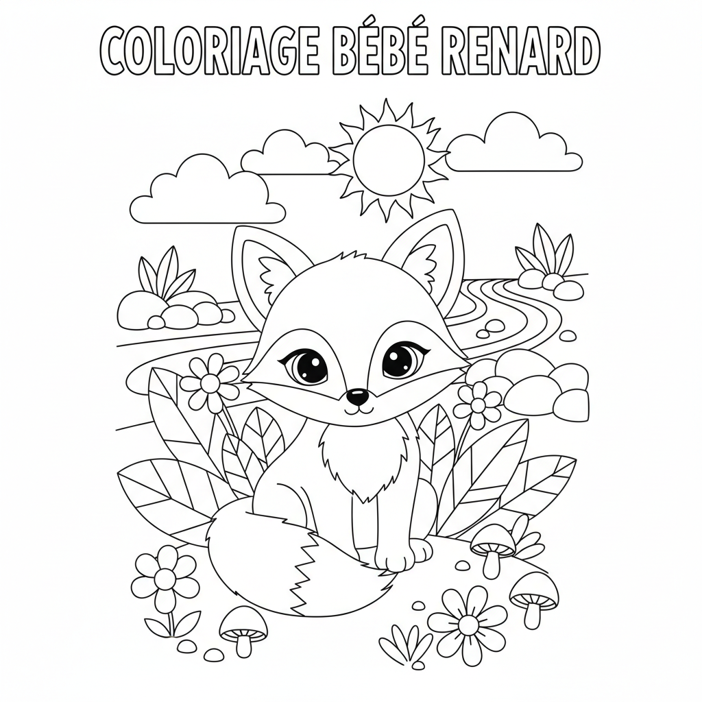 Coloriage coloriage bébé renard 3