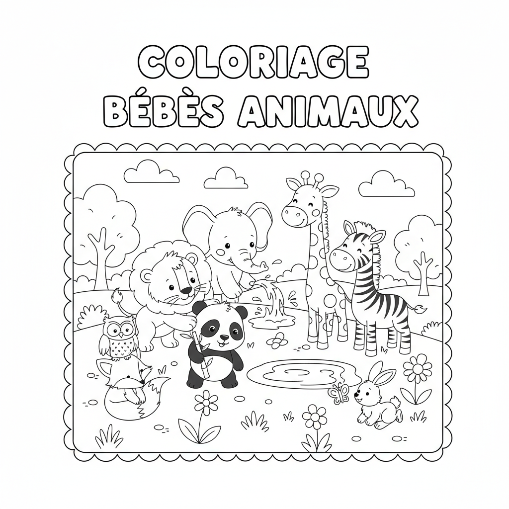 Coloriage coloriage bébés animaux 2